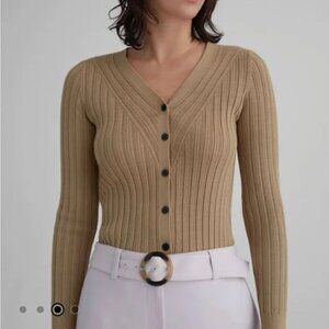 Club Monaco Ribbed Fitted Button Front Cardigan Size XS